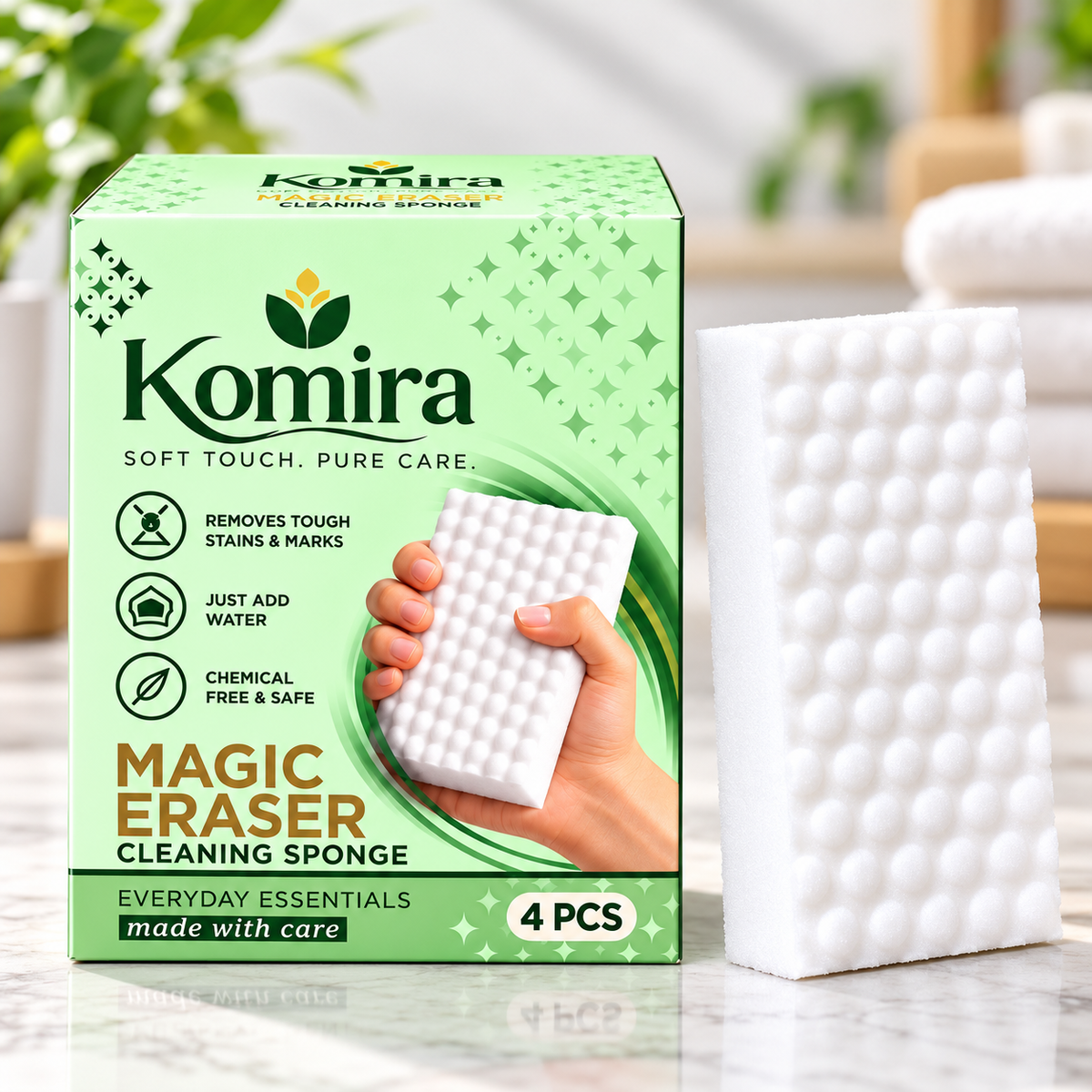 Komira Magic Eraser 4 piece pack with sponge